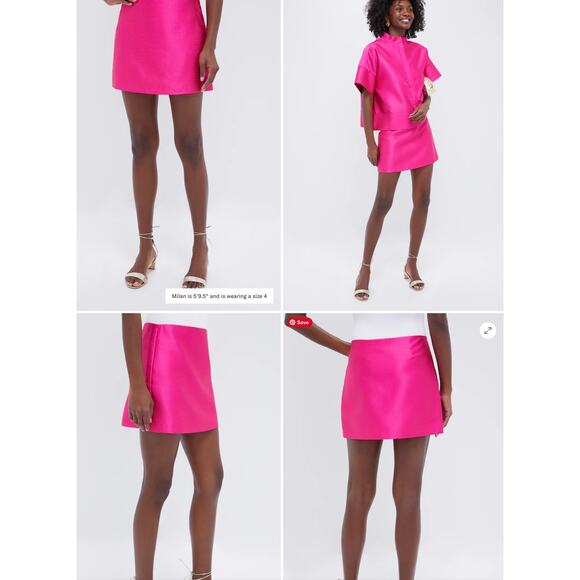 Tuckernuck Women's Hot Pink Dupioni "Silk" Opal Mini Skirt, Size 2, NWOT - Picture 3 of 7